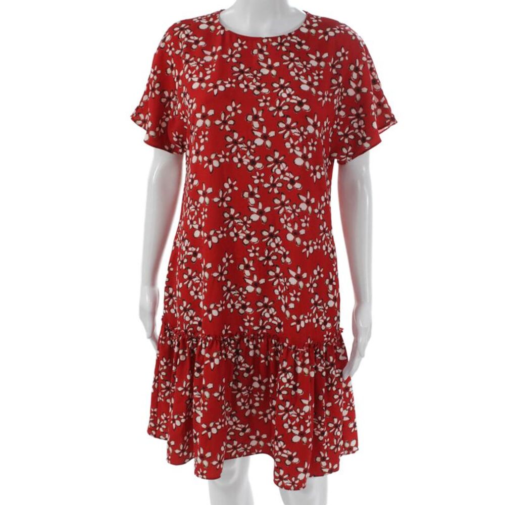 Purificacion Garcia Women Trapeze Short Dress Red Short Sleeve Size M